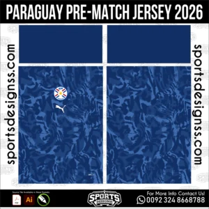 Paraguay Pre-Match Jersey 2026 - football shirt vector for sublimation printing