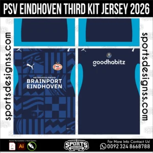 PSV Eindhoven Third Jersey 2026 - football shirt vector for sublimation printing