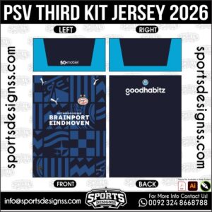 PSV Third Kit Jersey 2026 Sublimation Design Template Editable AI CDR EPS PDF SVG Football Soccer Jersey Vector Print Ready