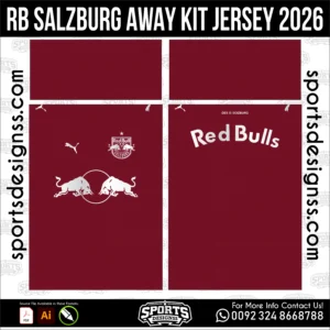 RB Salzburg Away Kit Jersey 2026 football shirt vector for sublimation printing