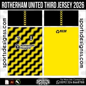 Rotherham United Third Jersey 2026 football shirt vector for sublimation printing