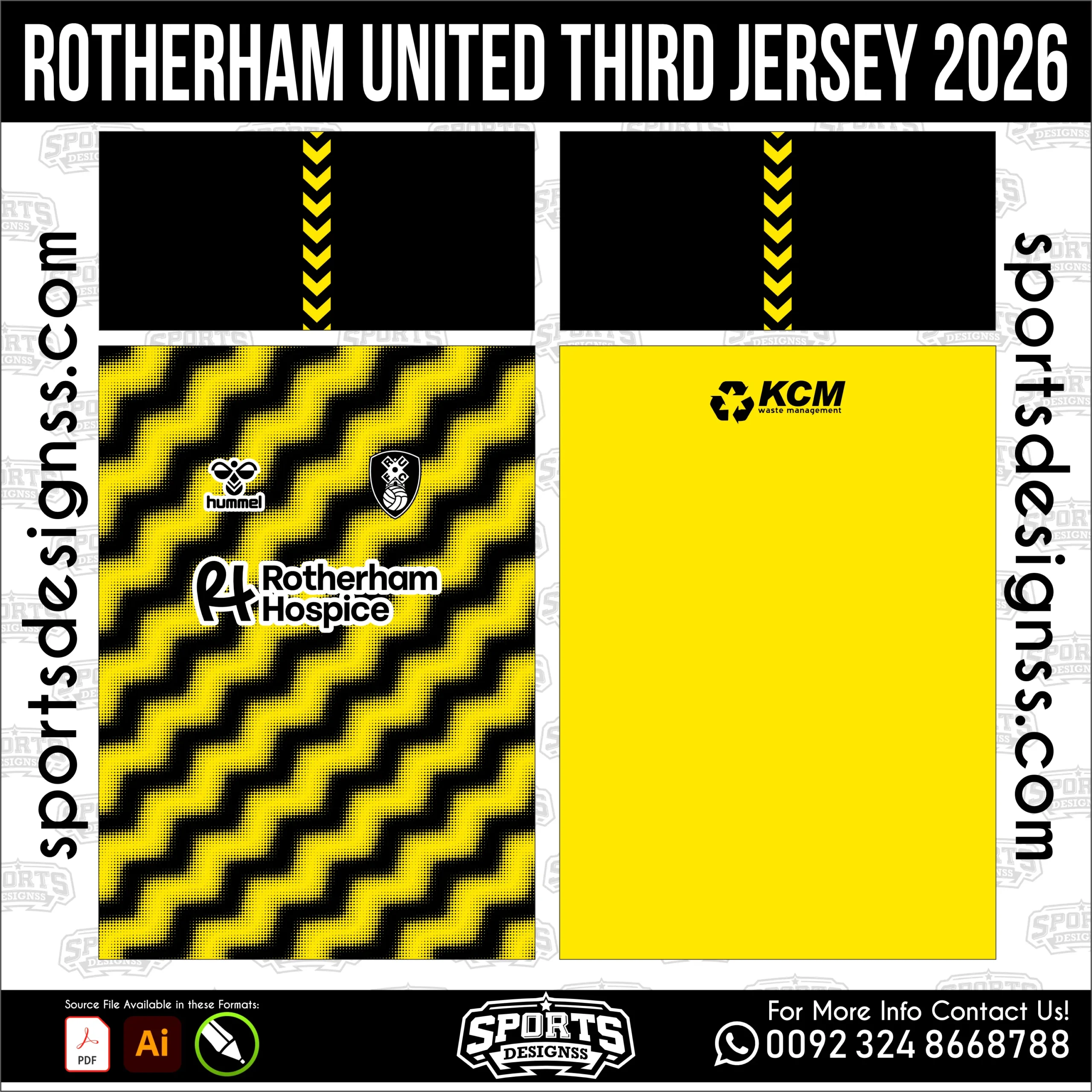 Rotherham United Third Jersey 2026 football shirt vector for sublimation printing
