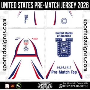 United States Pre-Match Jersey 2026 - football shirt vector for sublimation printing