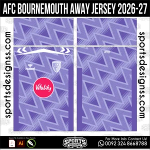 AFC Bournemouth Away Jersey 2026-27 - football shirt vector for sublimation printing