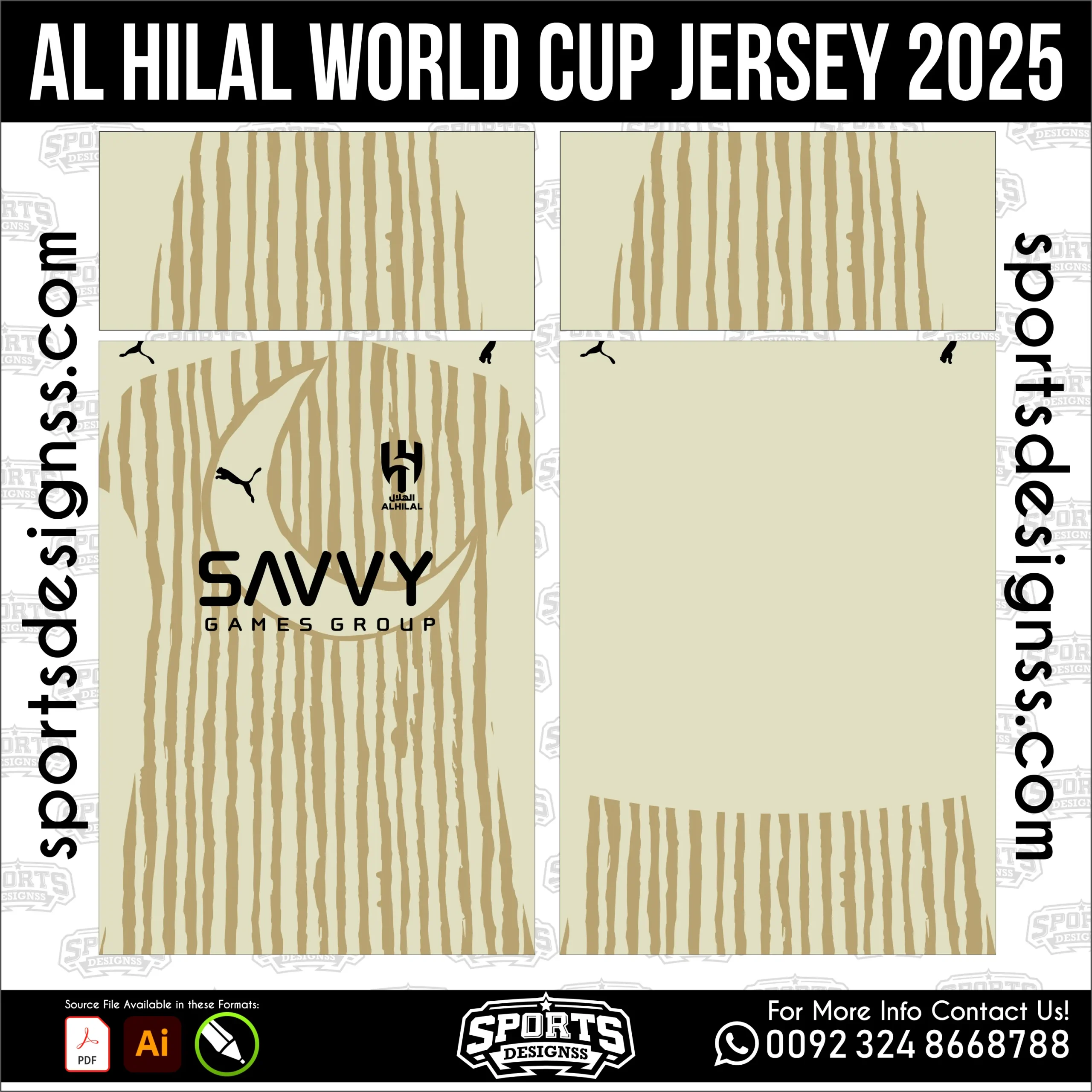 Al Hilal Club World Cup Jersey 2025 - football shirt vector for sublimation printing