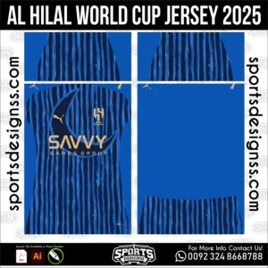 Al Hilal Club World Cup Jersey 2025 - football shirt vector for sublimation printing
