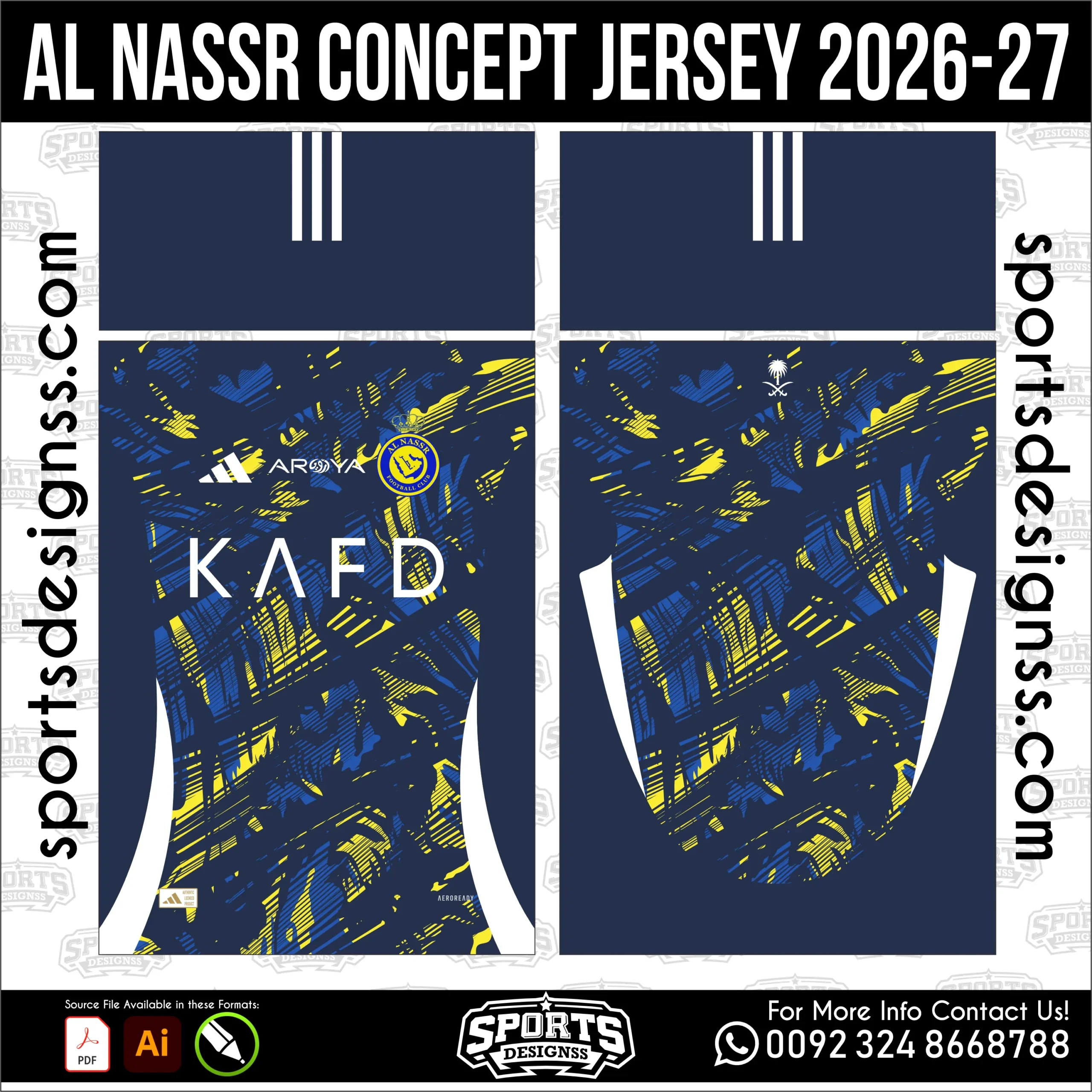 Al Nassr Concept Jersey 2026-27 - football shirt vector for sublimation printing