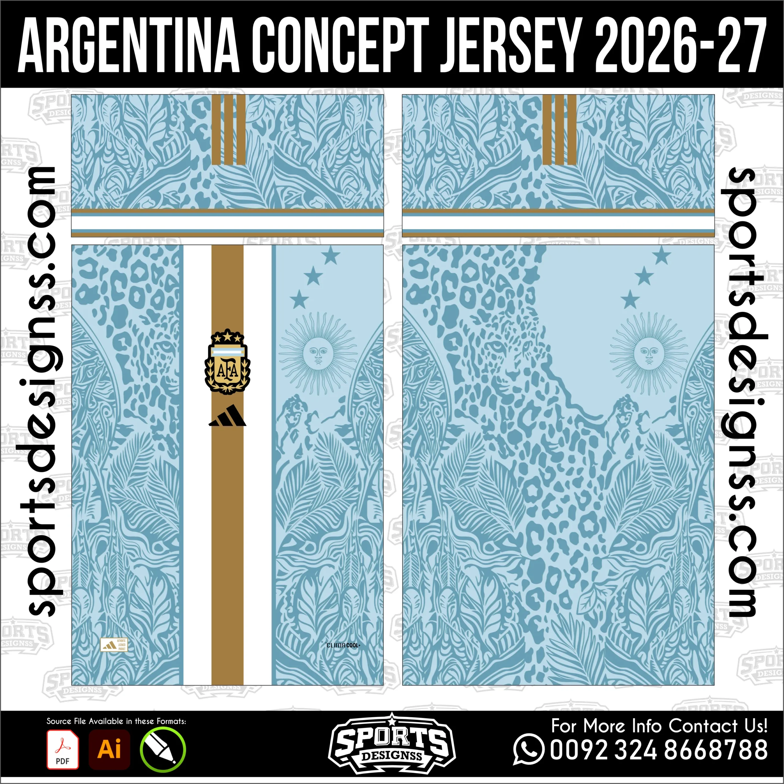 Argentina Concept Jersey 2026-27 - football shirt vector for sublimation printing