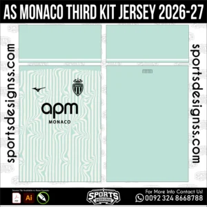 AS Monaco Third Jersey 2026-27 - football shirt vector for sublimation printing