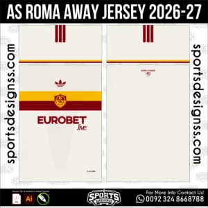 AS Roma Away Jersey 2026-27 - football shirt vector for sublimation printing
