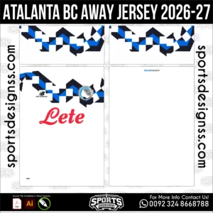 Atalanta BC Away Jersey 2026-27 - football shirt vector for sublimation printing