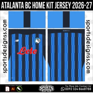 Atalanta BC Home Kit Jersey 2026-27 - football shirt vector for sublimation printing