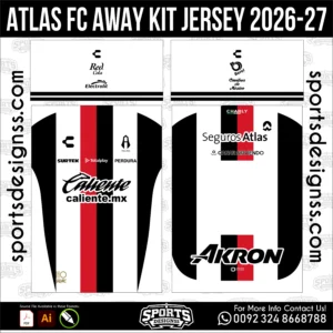Atlas FC Away Jersey 2026-27 - football shirt vector for sublimation printing