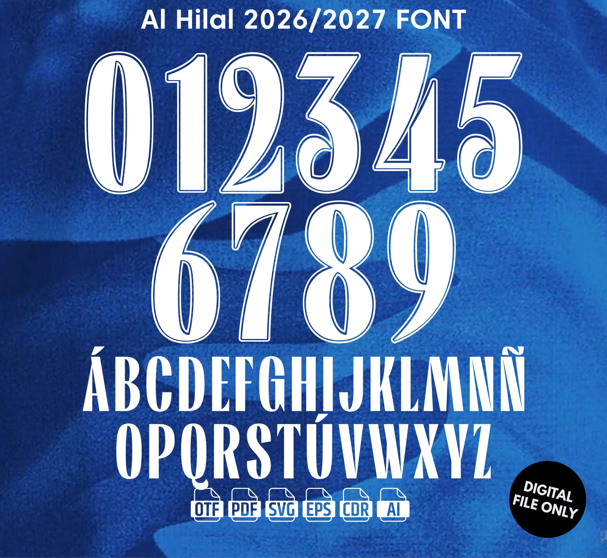 Al Hilal 2026-27 Font - football jersey typeface OTF download