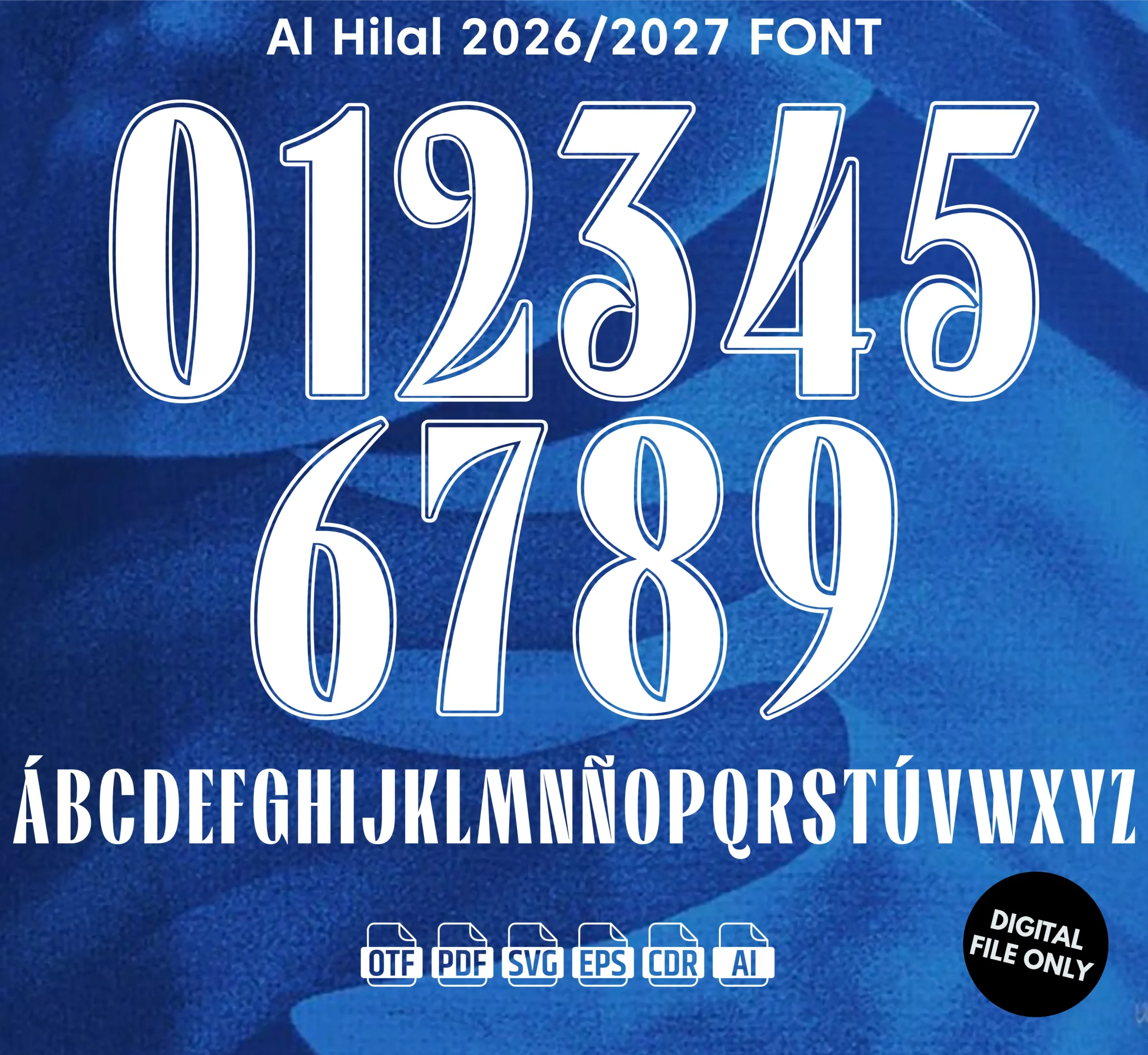 Al Hilal 2026-27 Font - football jersey typeface OTF download
