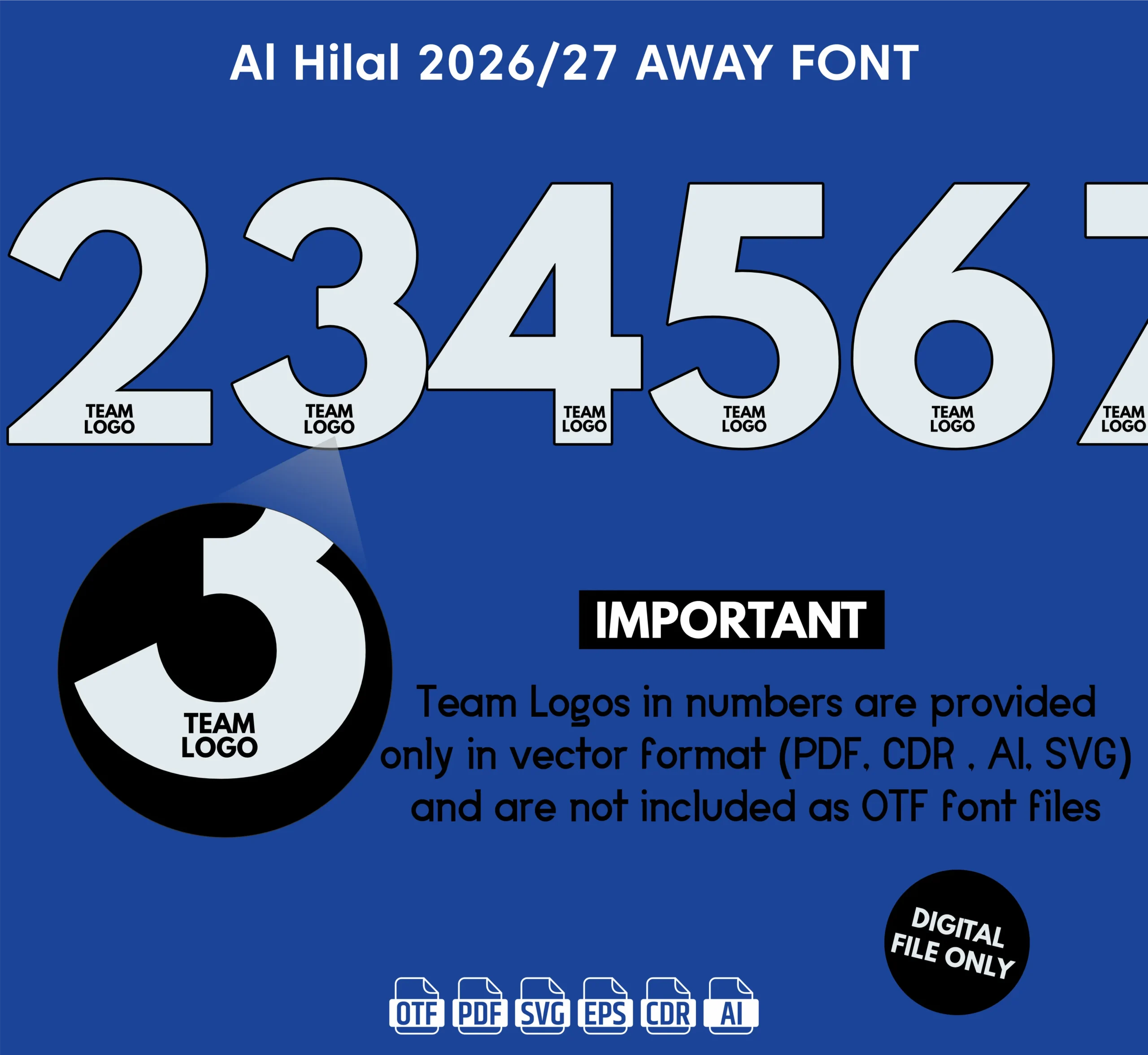 Al Hilal 2026-27 Font - football jersey typeface OTF download