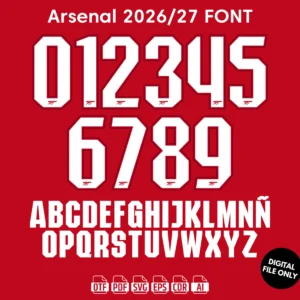 Arsenal 2026-27 Font - football jersey typeface OTF download