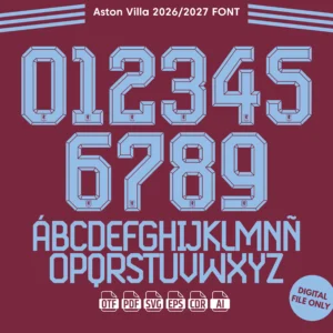 Aston Villa 2026-27 Font - football jersey typeface OTF download