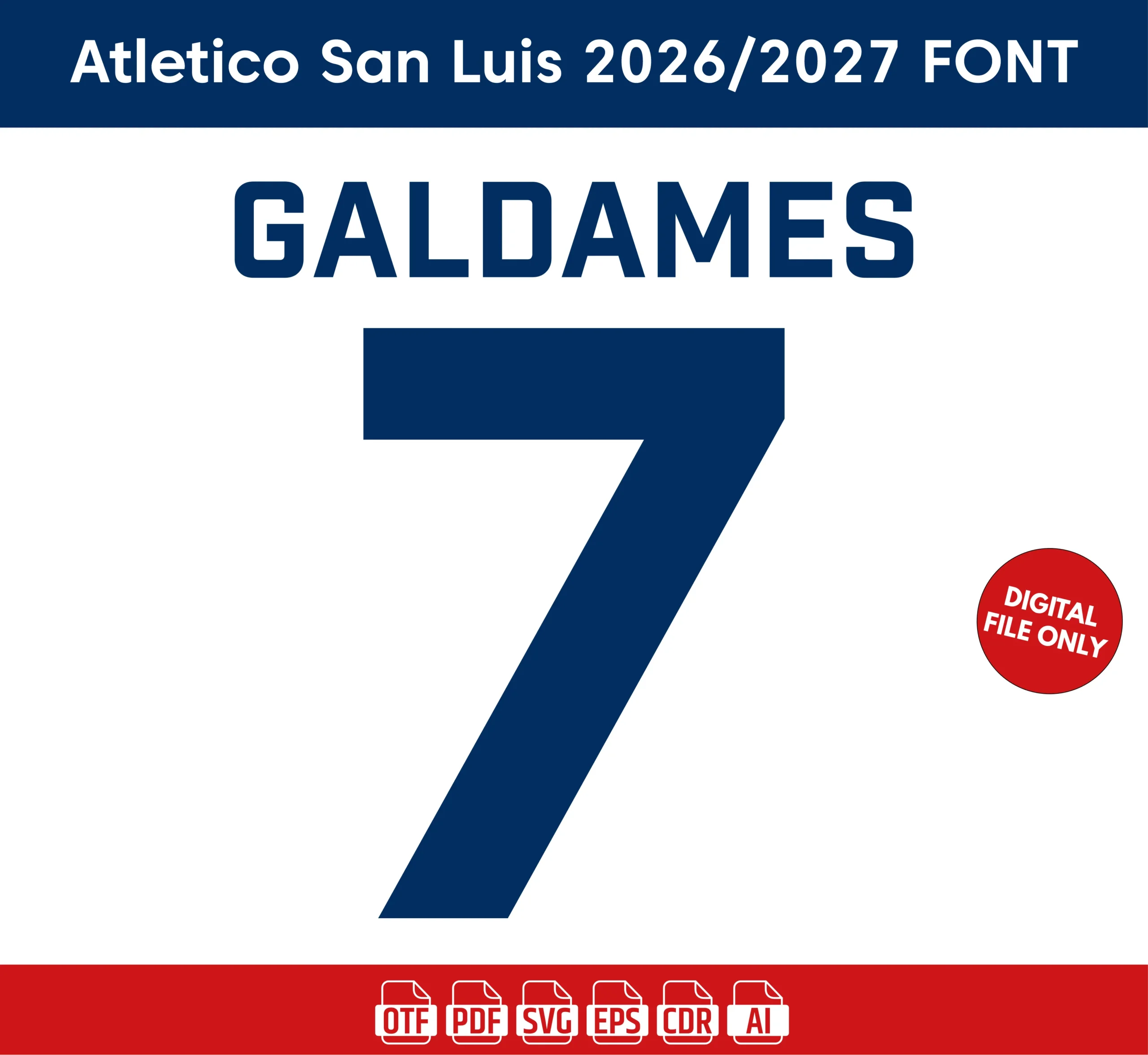 Atlético San Luis 2026-27 Font - football jersey typeface OTF download