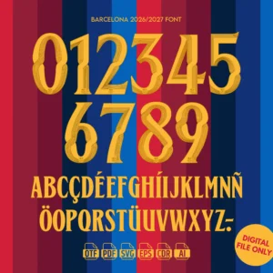 Barcelona 2027 Font - football jersey typeface OTF download