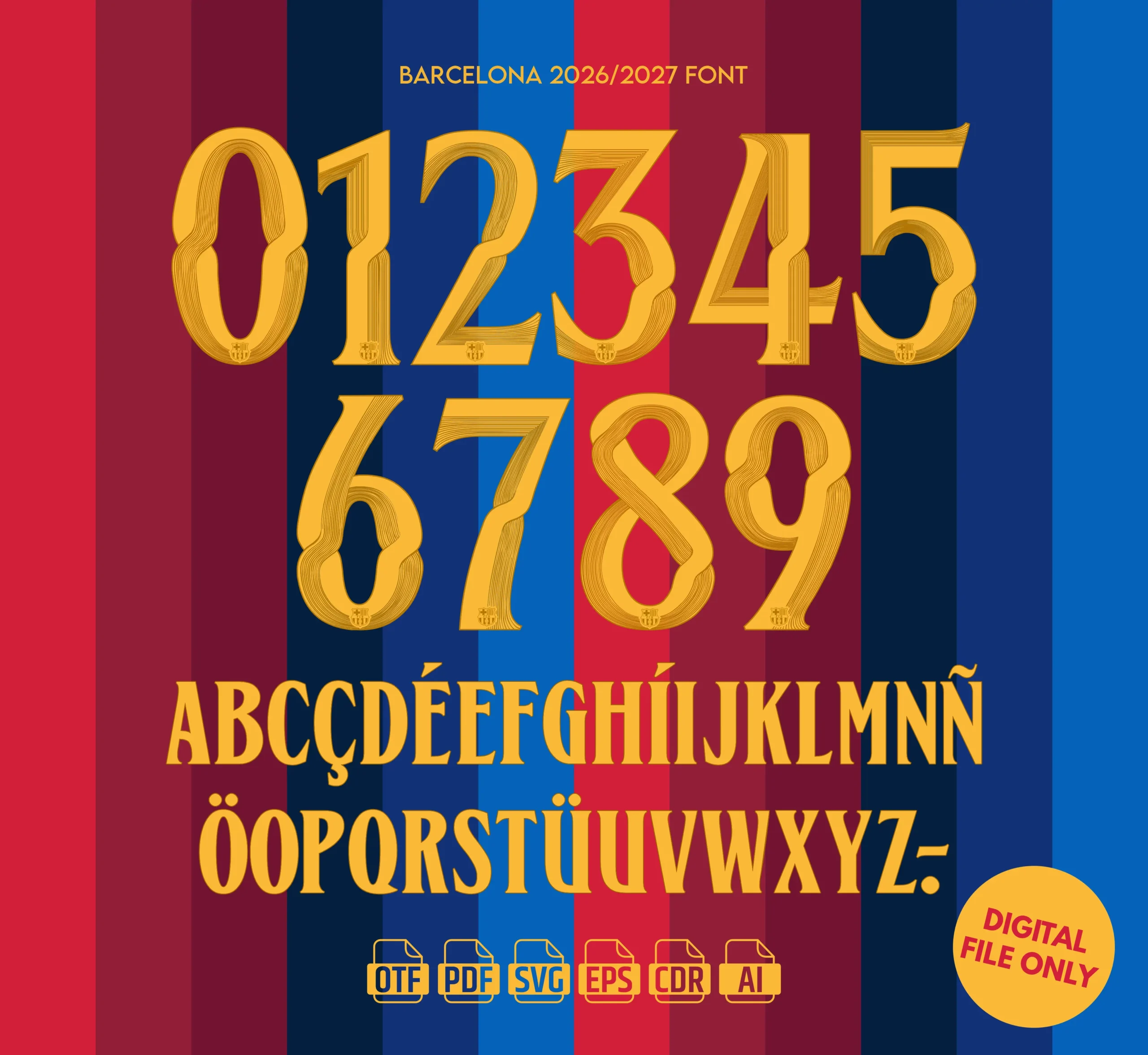Barcelona 2027 Font - football jersey typeface OTF download