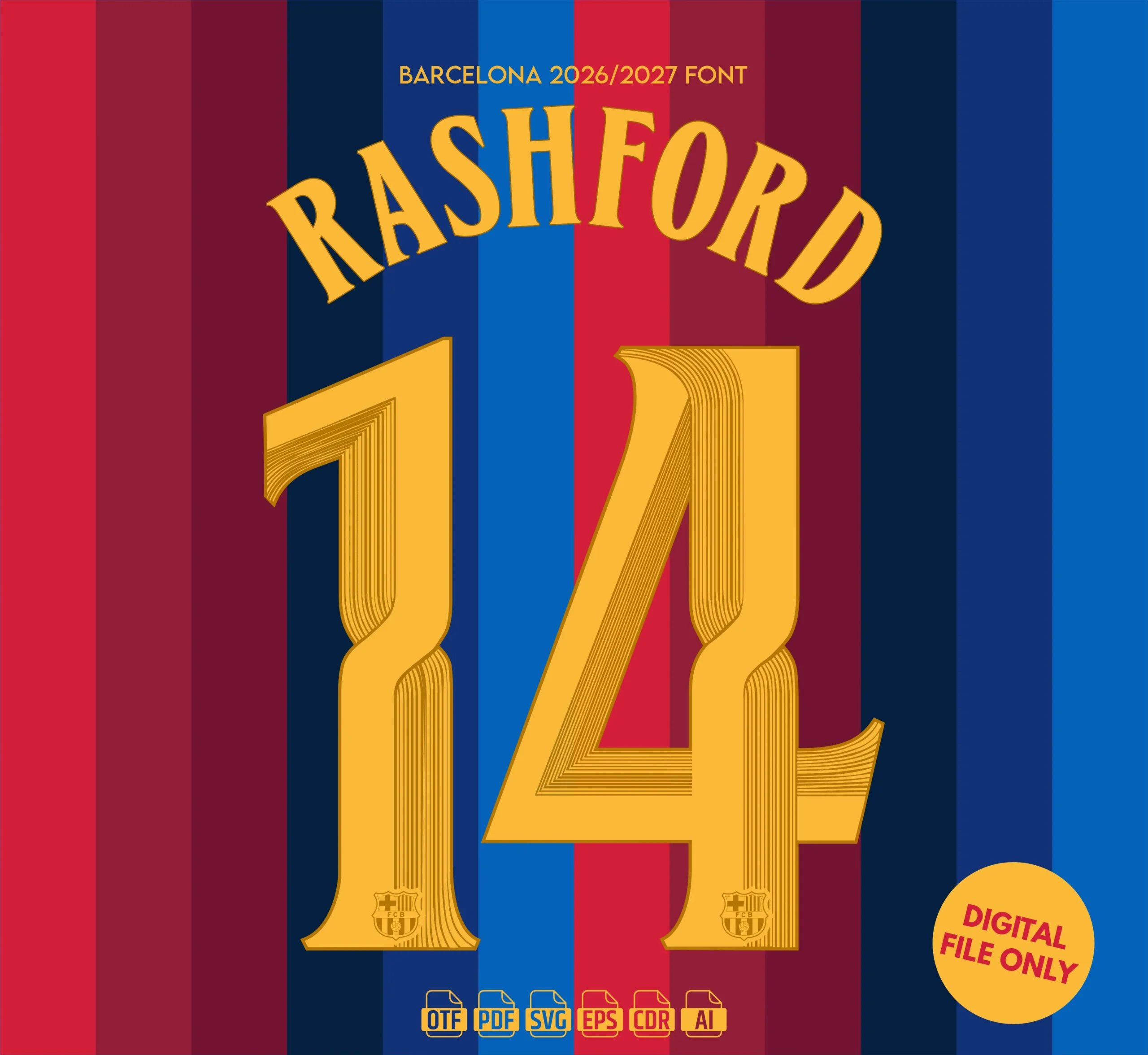 Barcelona 2027 Font - football jersey typeface OTF download