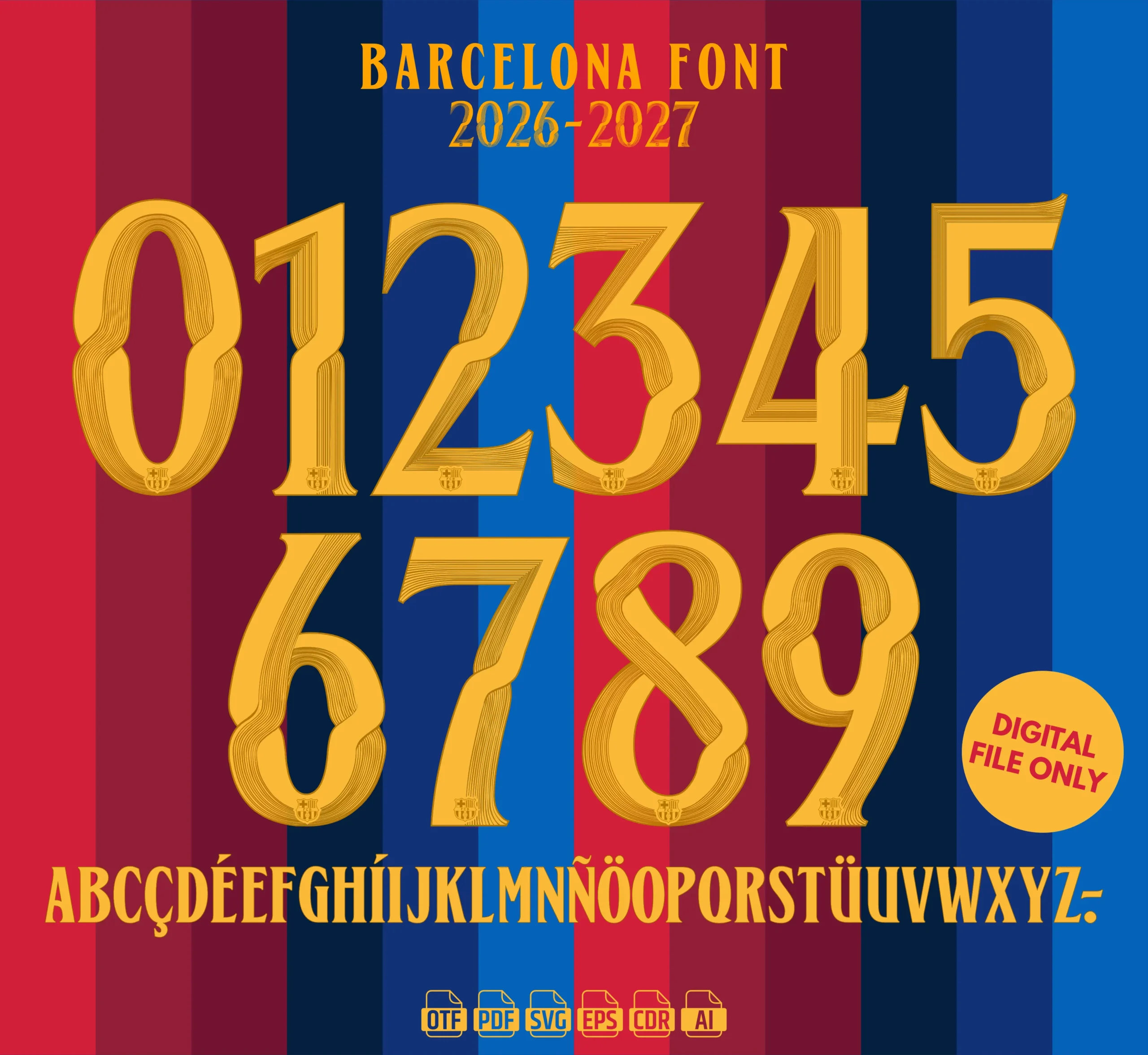 Barcelona 2027 Font - football jersey typeface OTF download
