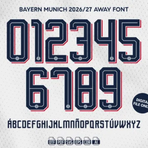 Bayern Munich Away 2026-27 Font - football jersey typeface OTF download