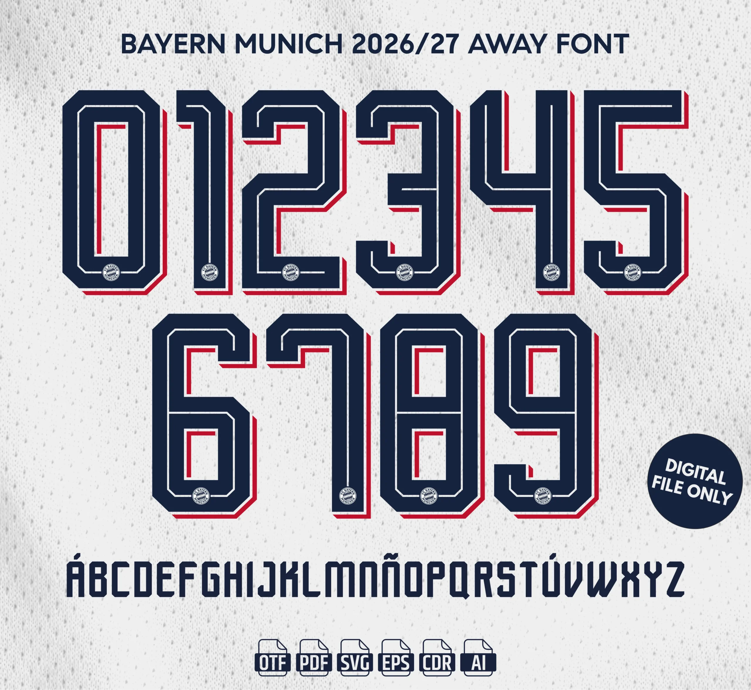 Bayern Munich Away 2026-27 Font - football jersey typeface OTF download