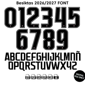 Besiktas 2026-27 Font - football jersey typeface OTF download