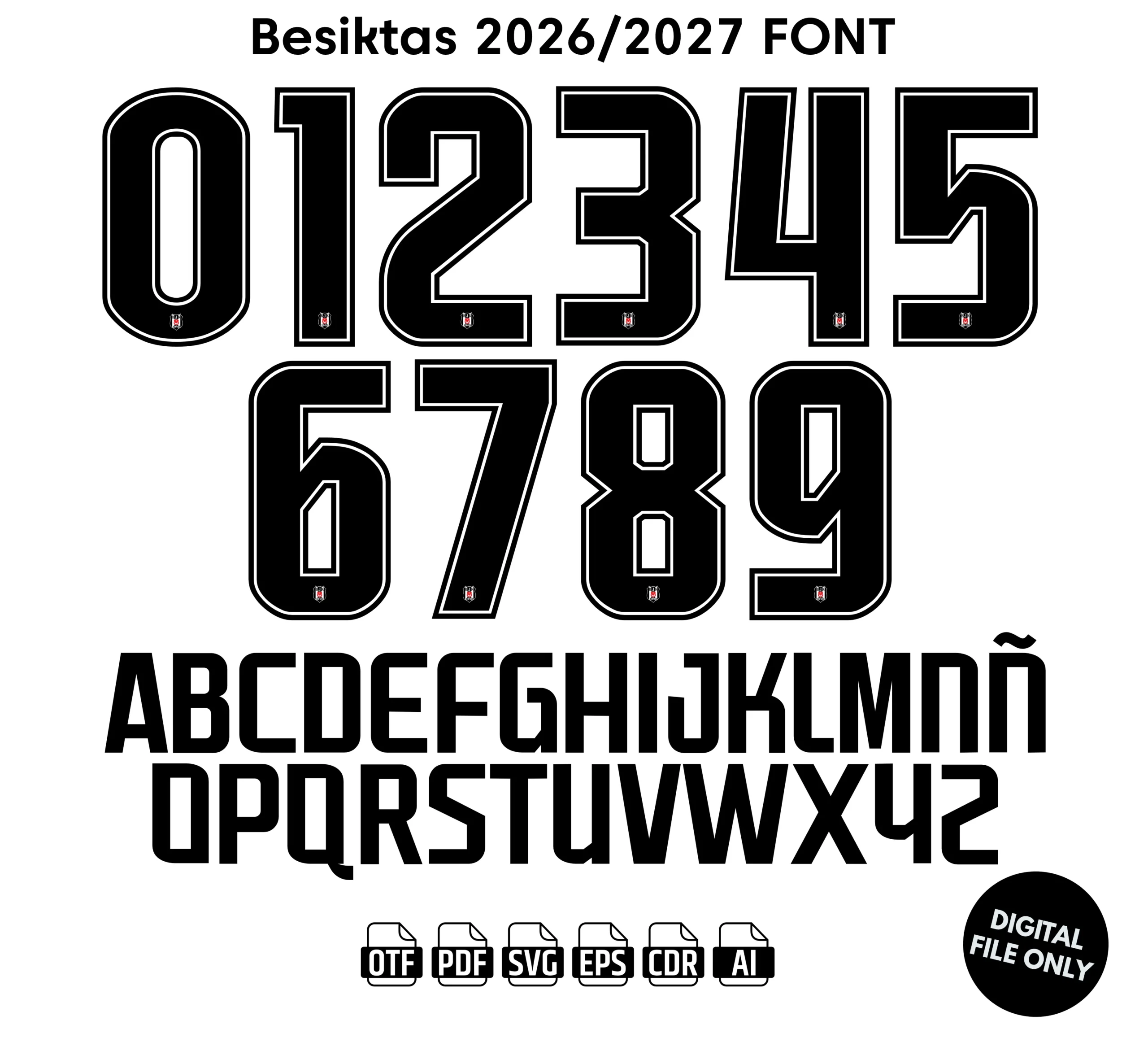 Besiktas 2026-27 Font - football jersey typeface OTF download