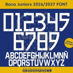 Boca Juniors 2026-27 Font - football jersey typeface OTF download