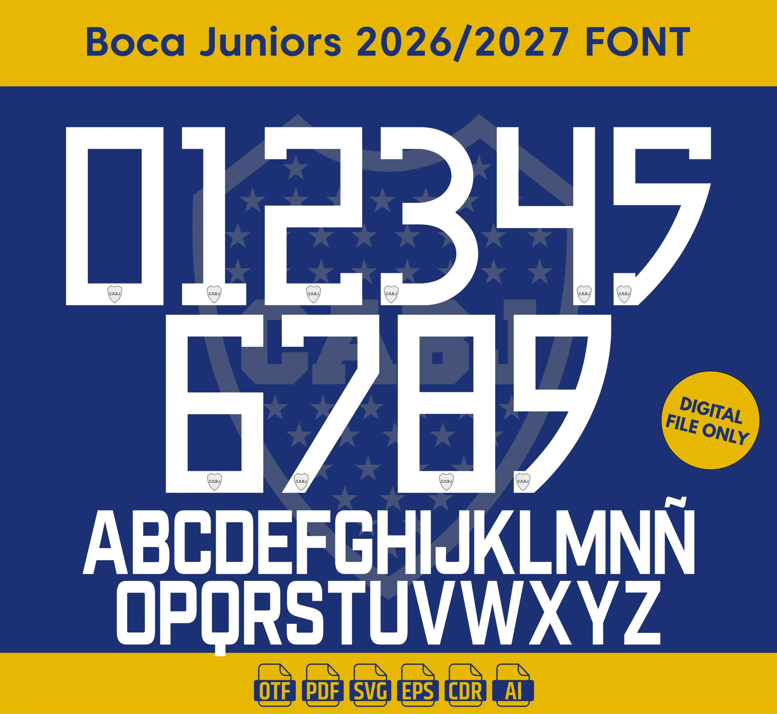 Boca Juniors 2026-27 Font - football jersey typeface OTF download