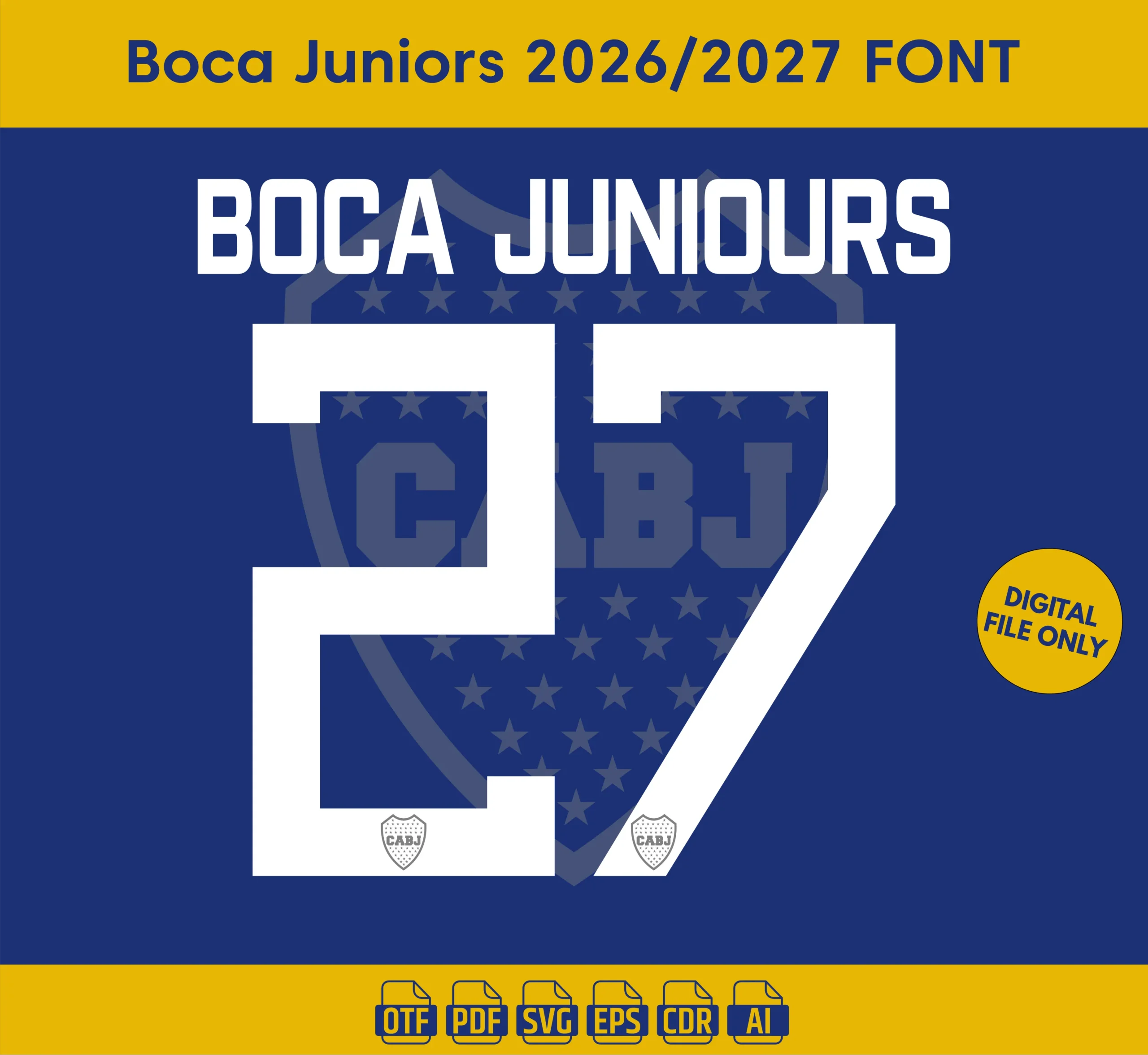 Boca Juniors 2026-27 Font - football jersey typeface OTF download