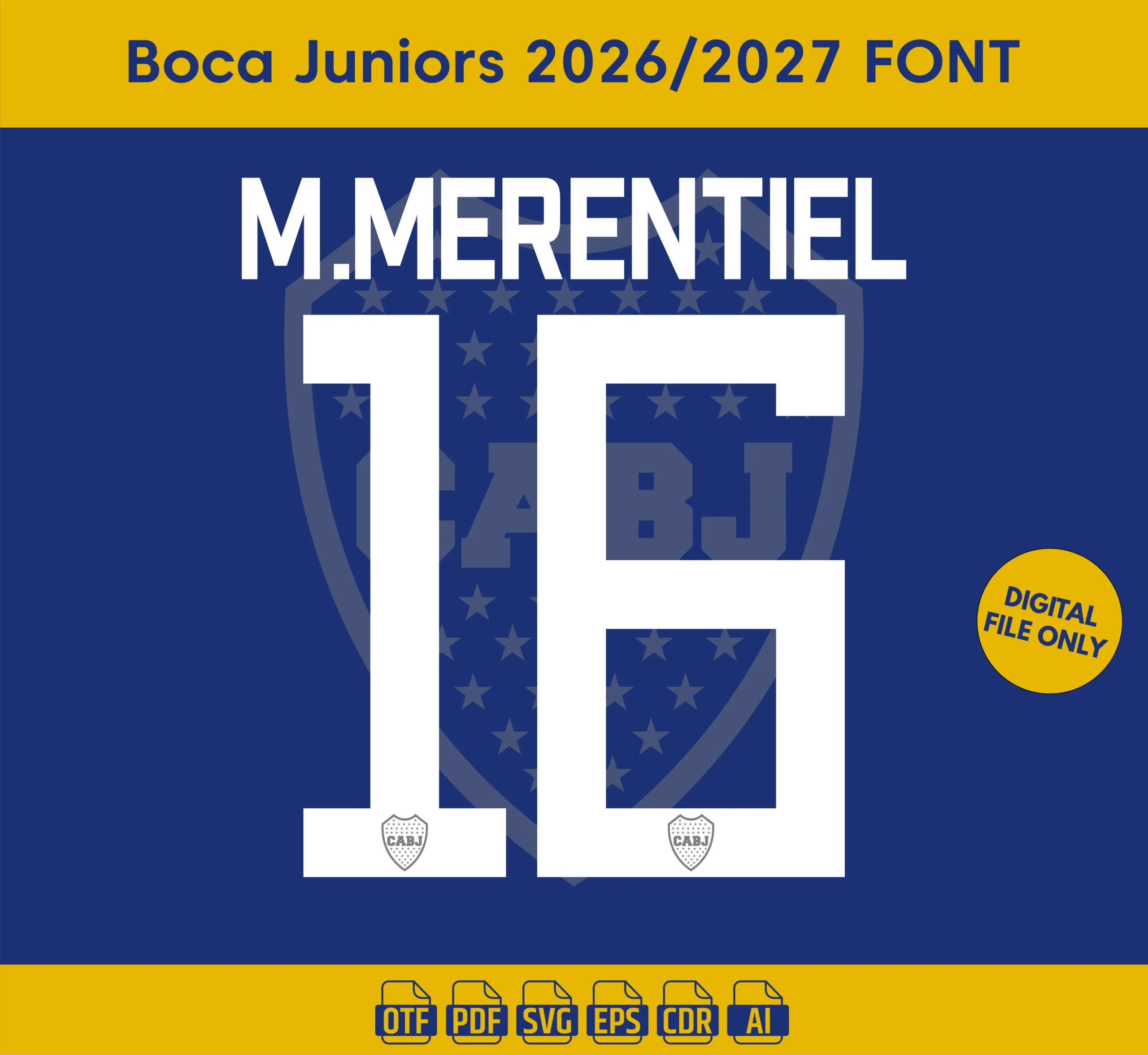 Boca Juniors 2026-27 Font - football jersey typeface OTF download