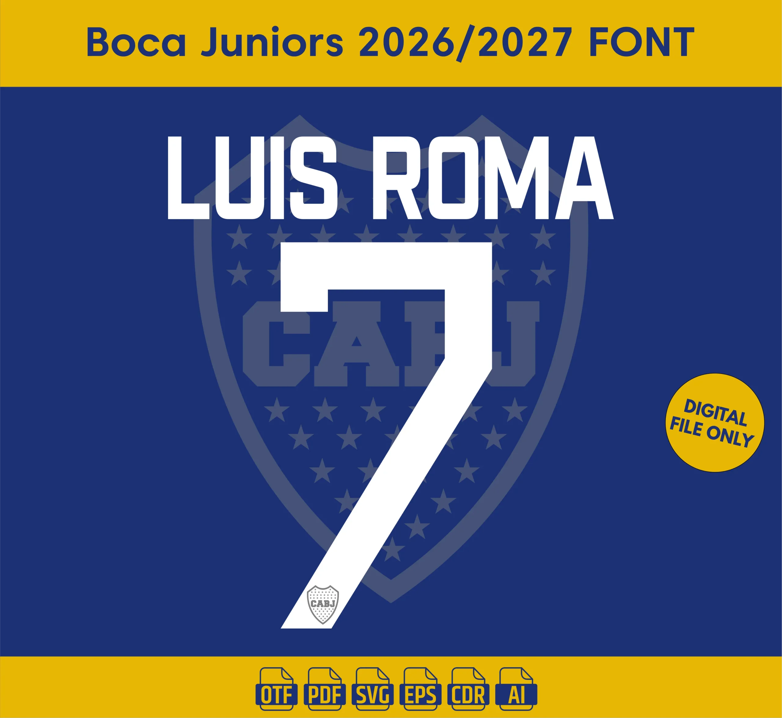 Boca Juniors 2026-27 Font - football jersey typeface OTF download