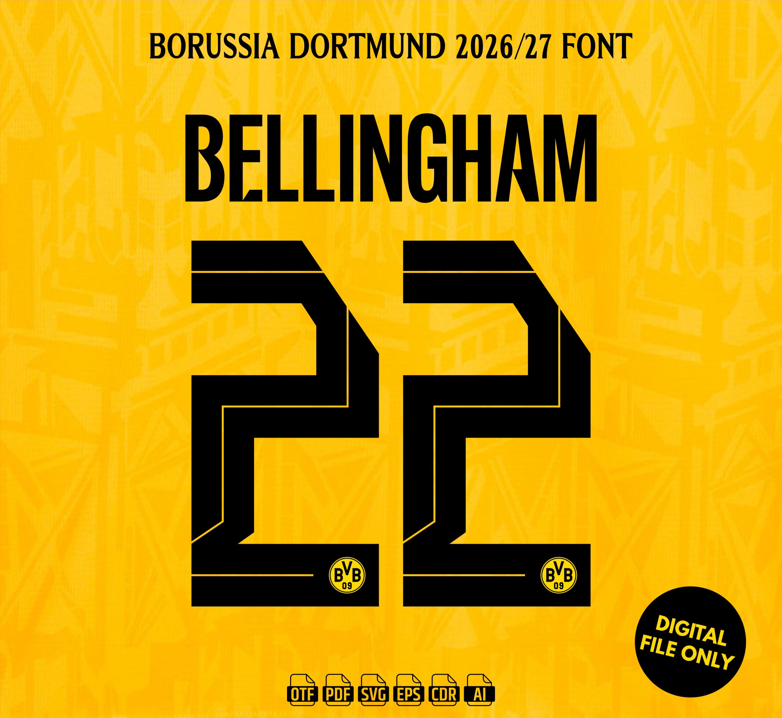 Borussia Dortmund 2026-27 Font - football jersey typeface OTF download