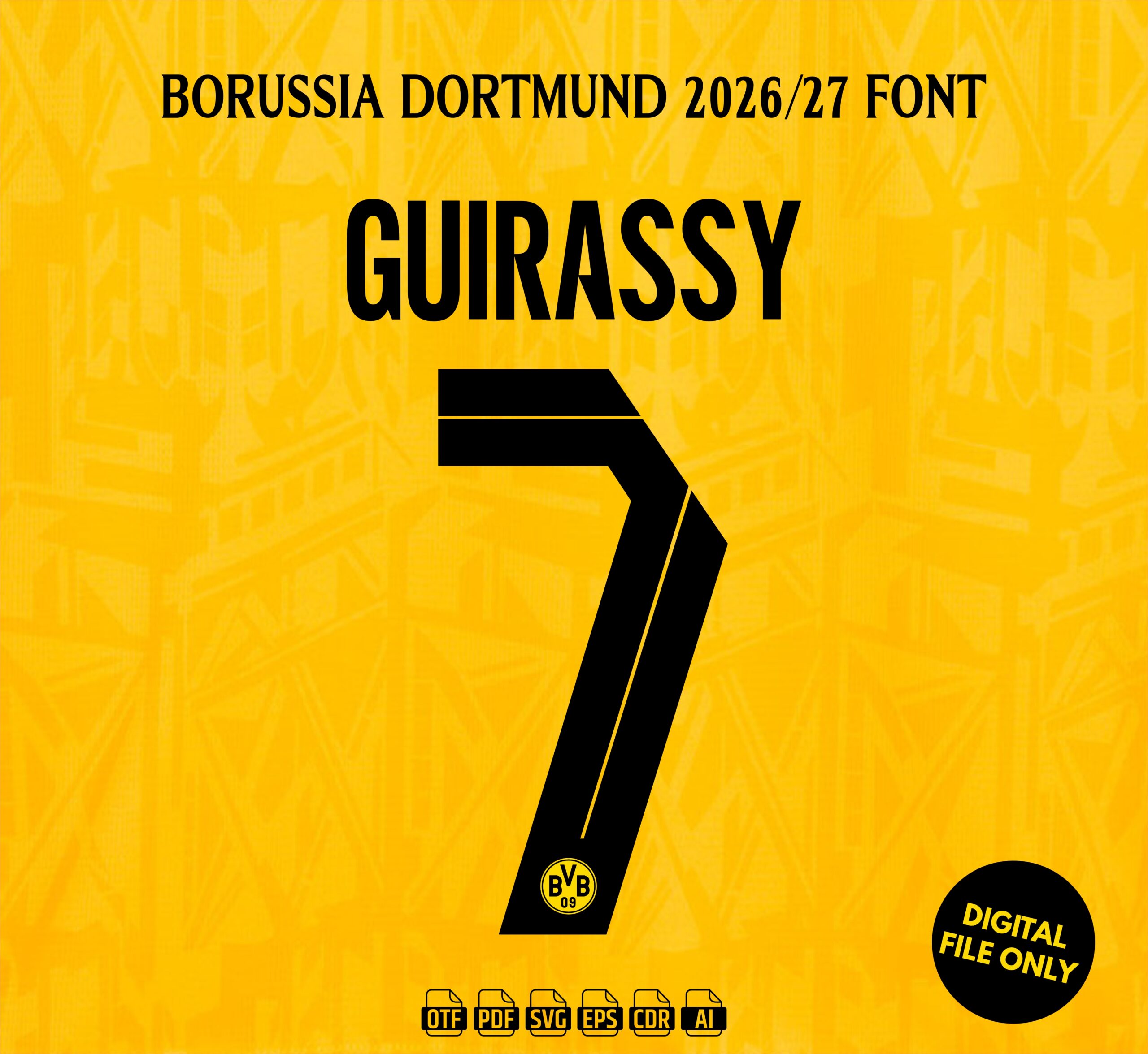 Borussia Dortmund 2026-27 Font - football jersey typeface OTF download