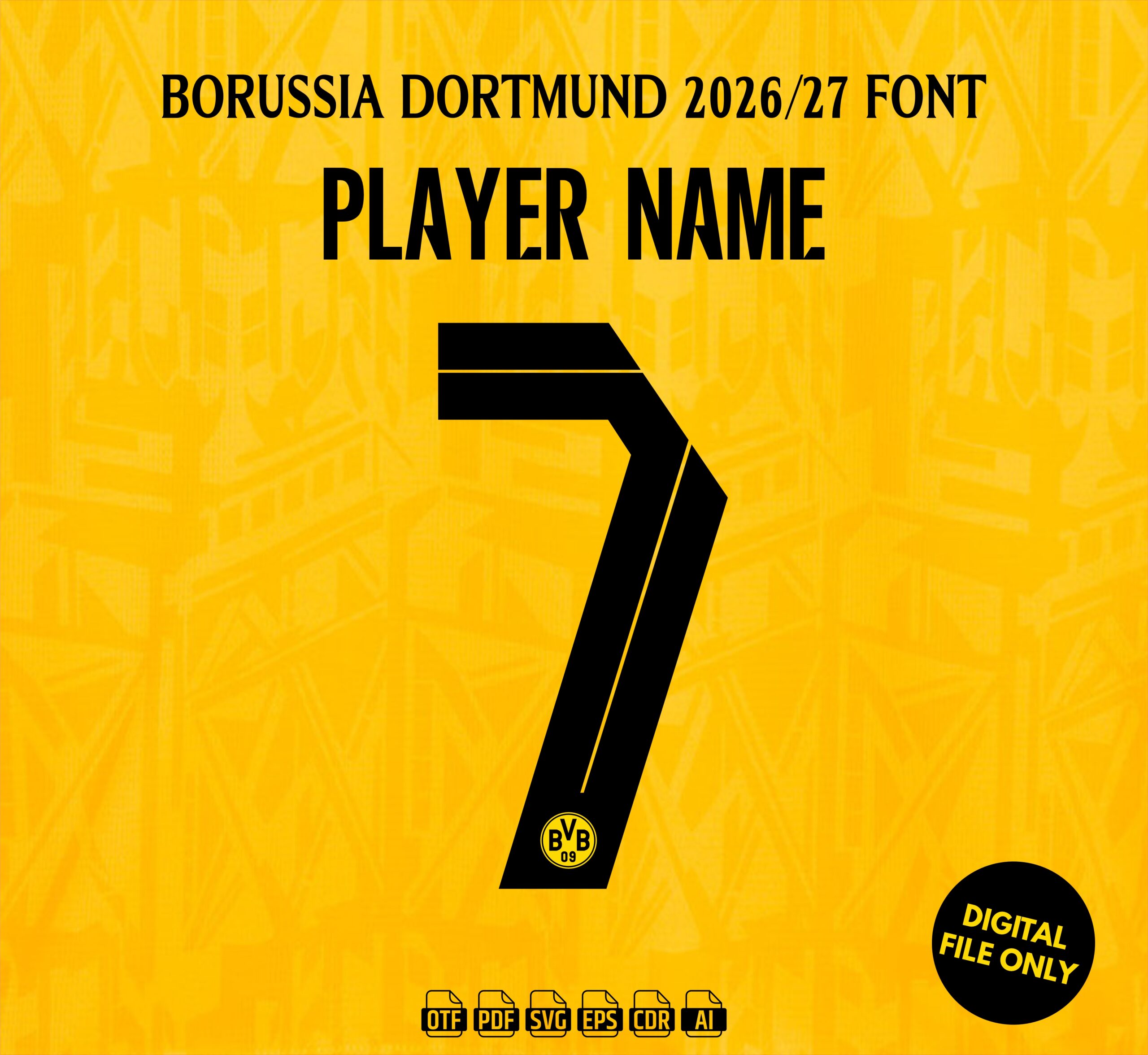 Borussia Dortmund 2026-27 Font - football jersey typeface OTF download