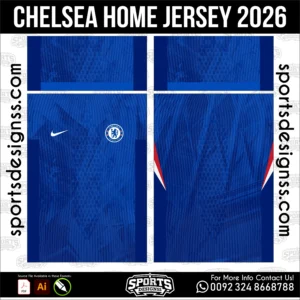 Chelsea Home Jersey 2026 - football shirt vector for sublimation printing