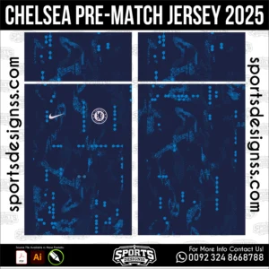 Chelsea Pre-Match Jersey 2025 - football shirt vector for sublimation printing