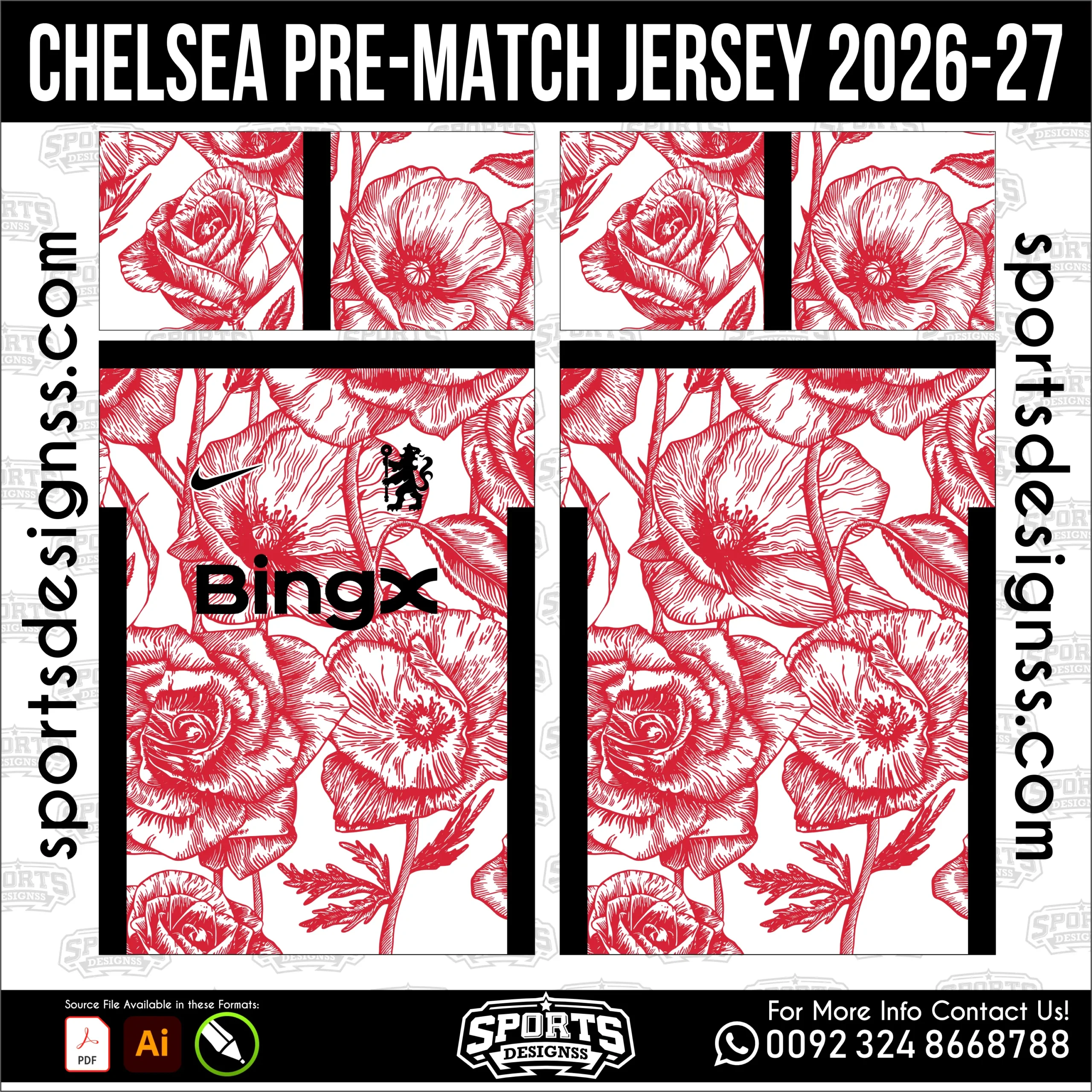Chelsea Pre-Match Jersey 2026-27 football shirt vector