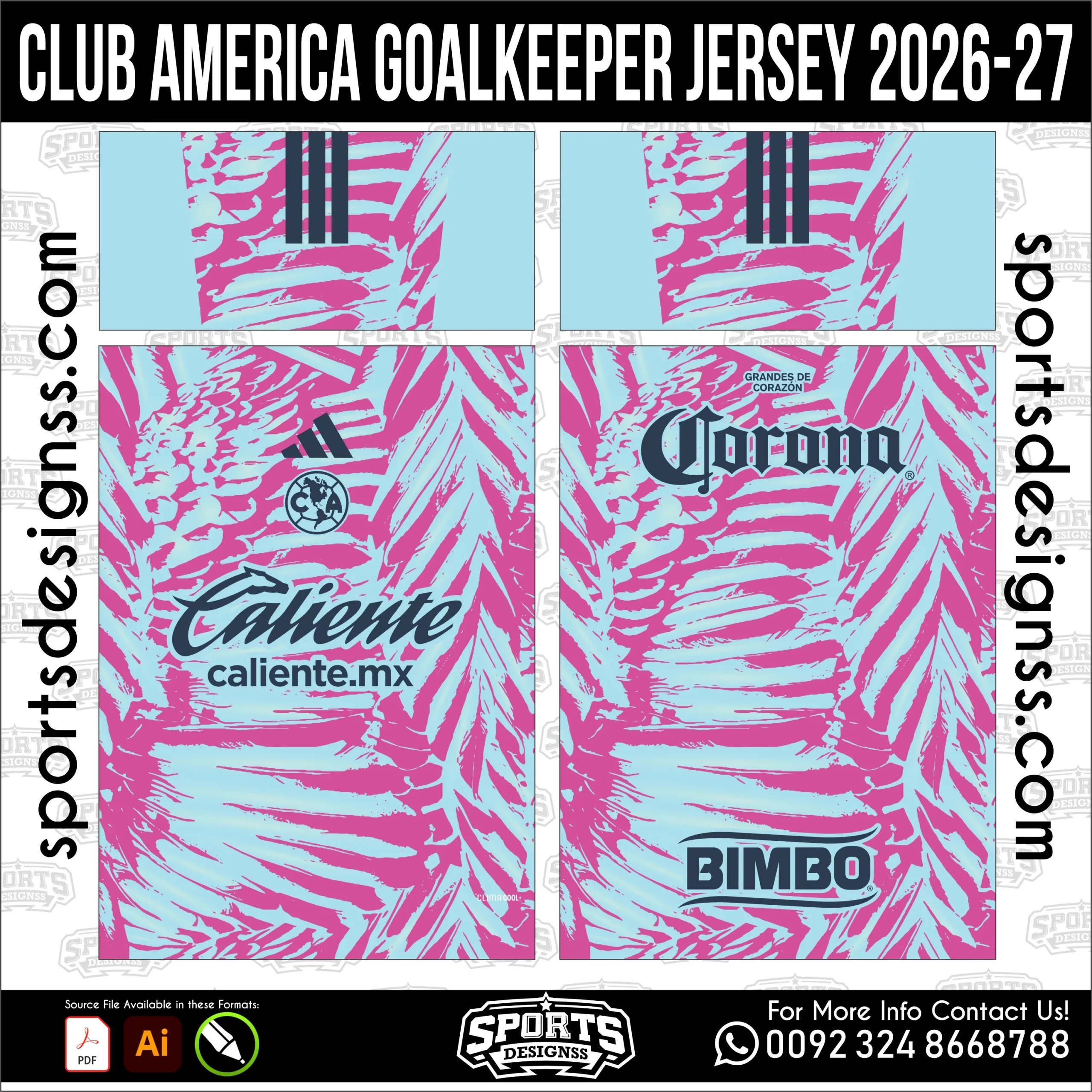 Club América Goalkeeper Jersey 2026-27 - football shirt vector for sublimation printing