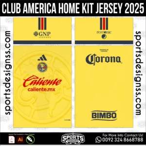 Club América Home Jersey 2025 - football shirt vector for sublimation printing