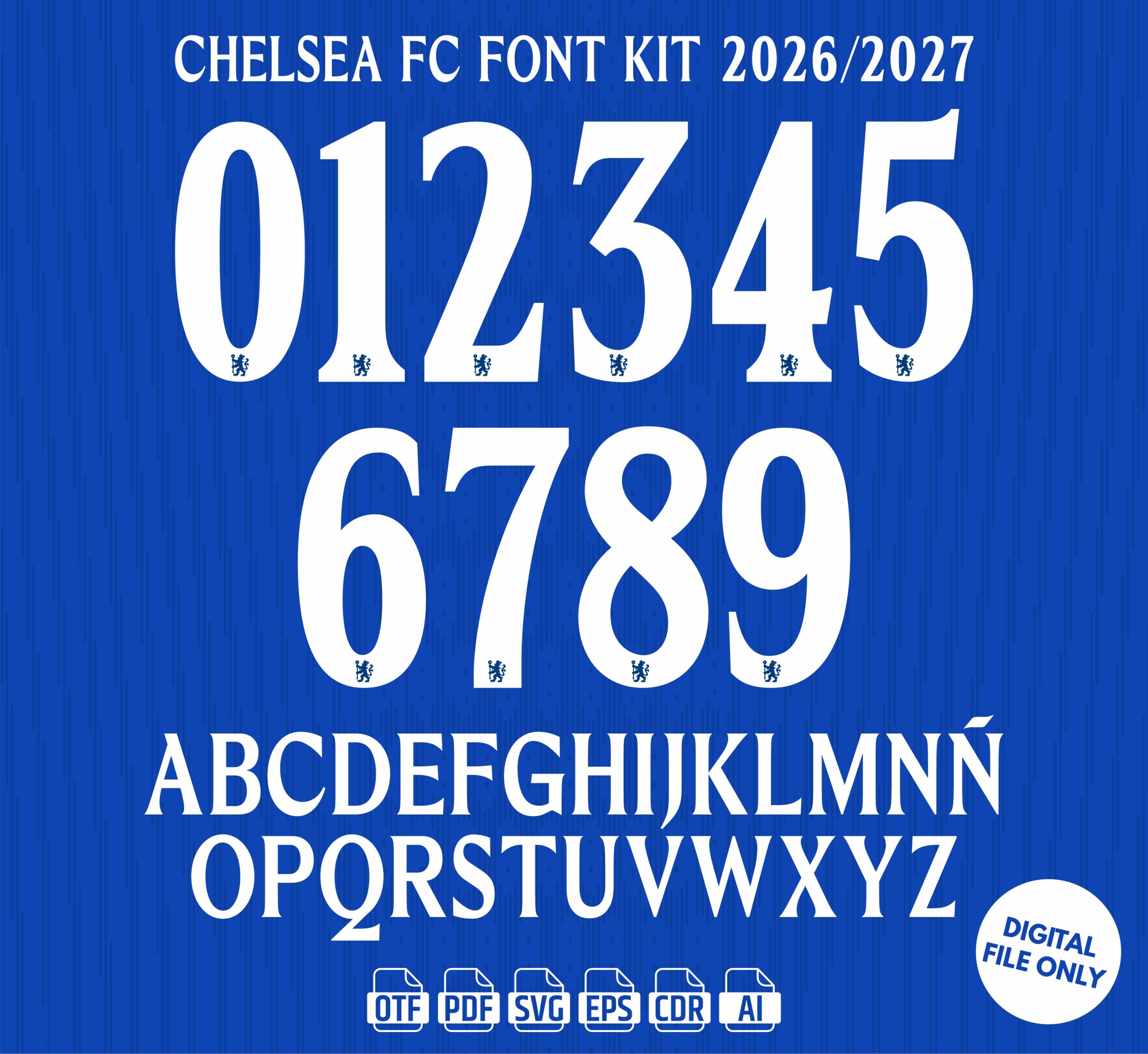Chelsea FC 2026-27 Font - football jersey typeface OTF download