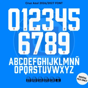 Cruz Azul 2026-27 Font - football jersey typeface OTF download