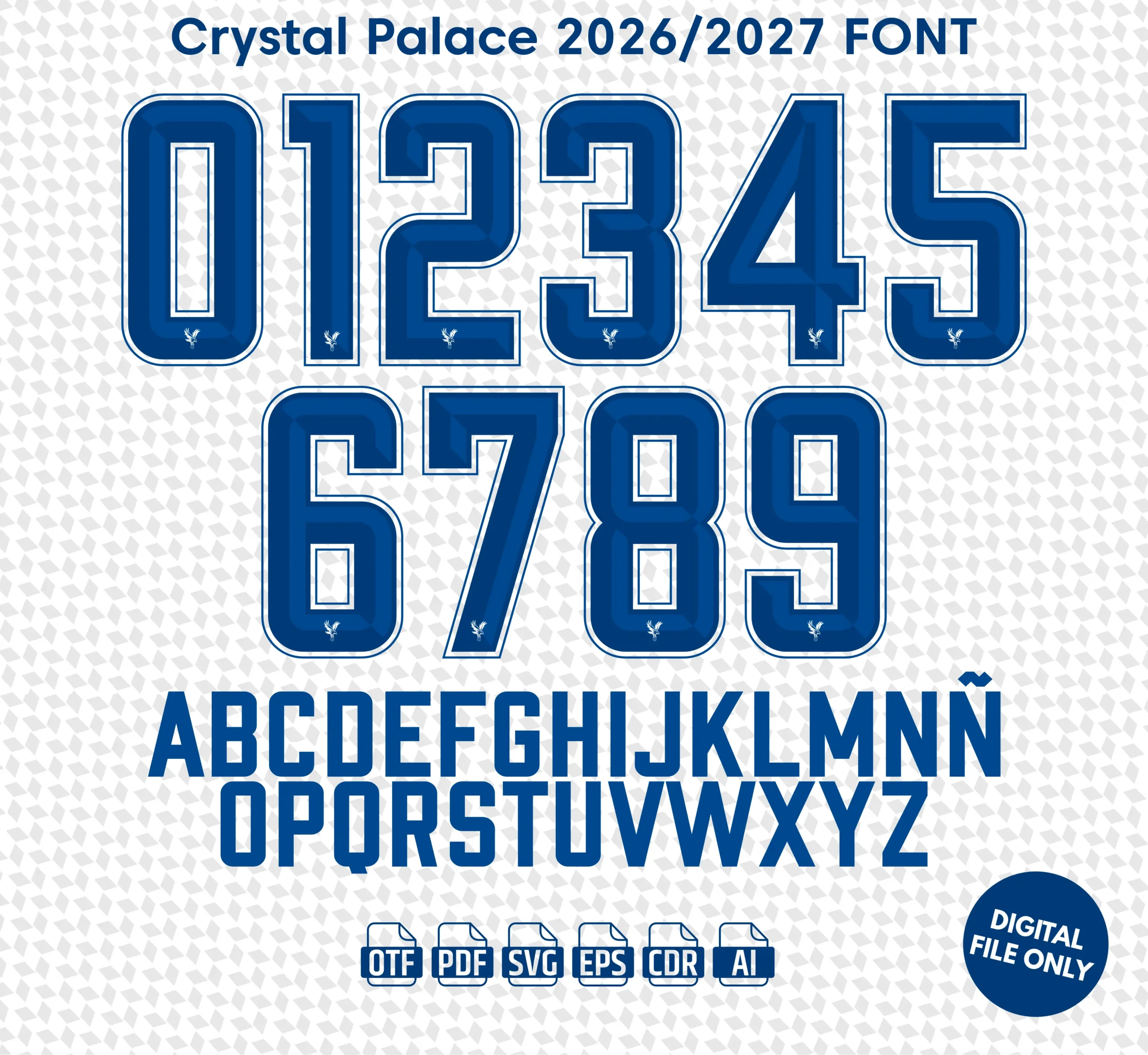 Crystal Palace 2026-27 Font - football jersey typeface OTF download