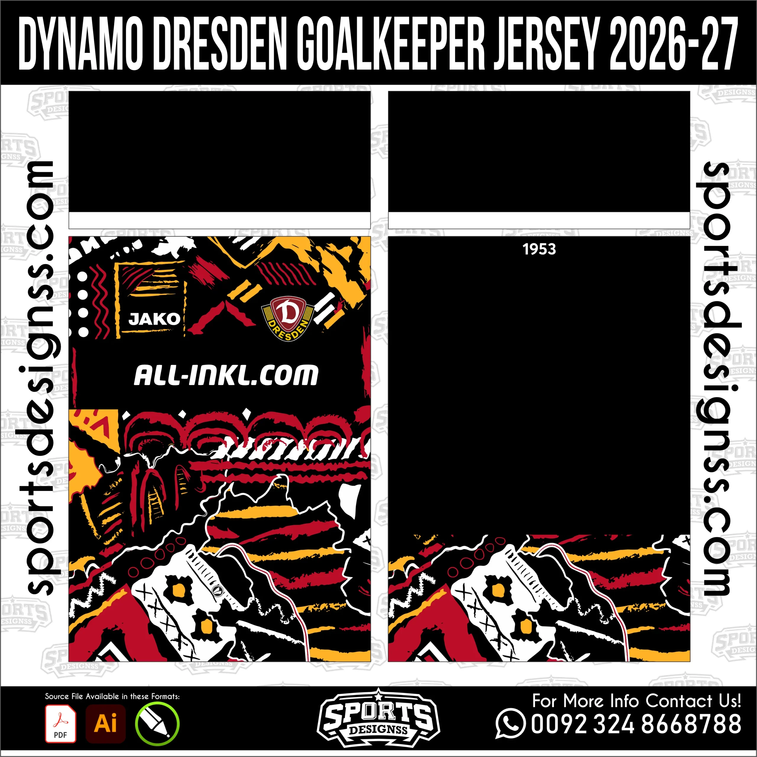 Dynamo Dresden Goalkeeper Jersey 2026-27 football shirt vector