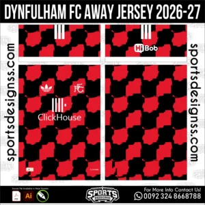 Fulham FC Away Jersey 2026-27 - football shirt vector for sublimation printing