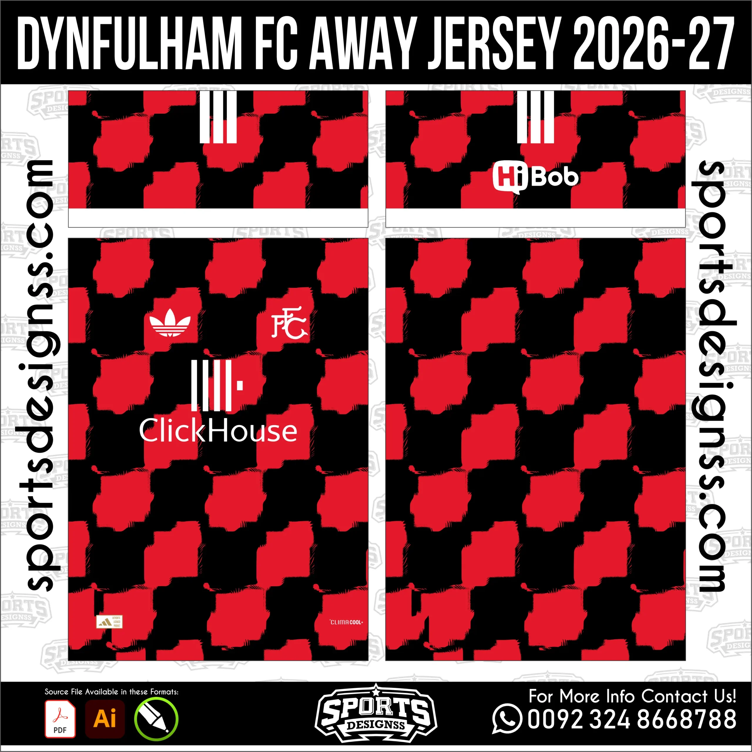 Fulham FC Away Jersey 2026-27 - football shirt vector for sublimation printing
